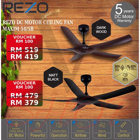 REZO 54 DC MOTOR CEILING FAN 6 SPEED REMOTE CONTROL WITH LED LIGHT