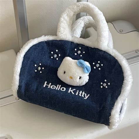 現貨 Hello Kitty包包 防水側背包 絨毛托特包 斜背包 可手提包 帆布包 手提袋中古hellokitty復古牛 蝦皮購物