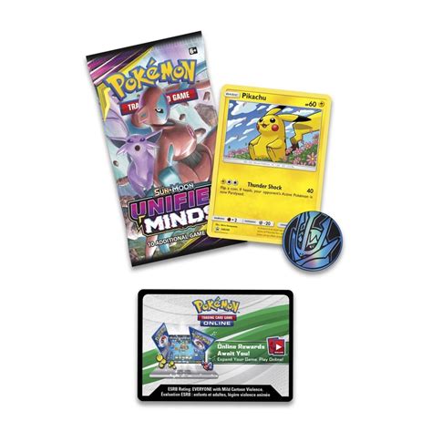 Pokémon Tcg Sun And Moon—unified Minds Booster With Pikachu Foil Card And Coin Pokémon Center