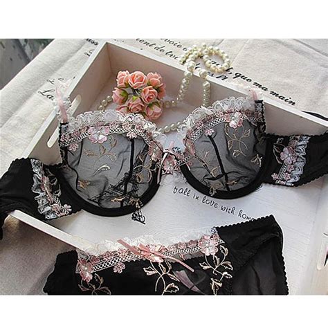 Hollow Out Women S Sexy Exquisite Ultra Thin Transparent Lace Underwear Bra Lingerie Set