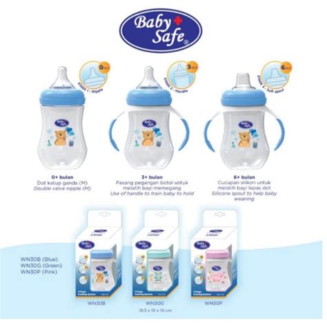 Jual Baby Safe Botol 2in1 Dot Dan Spout Babysafe Wide Neck 260ml Gelas