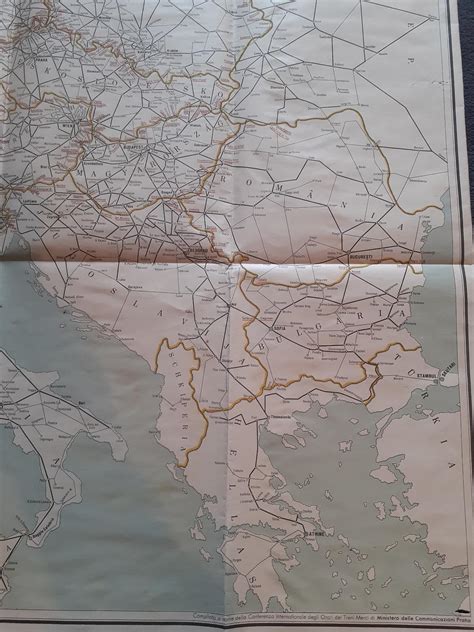 Železniční mapa pro mezinárodní dopravu 1950 originál Aukro