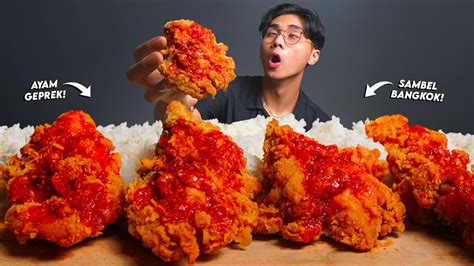 Sumpah Nagih Mukbang Ayam Geprek Sambel Bangkok Ngiler Abis Youtube