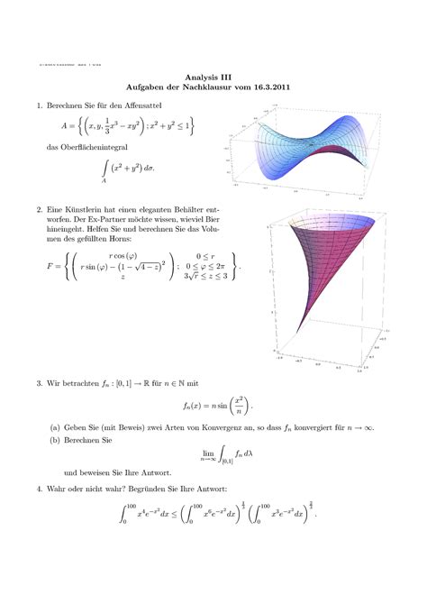 Nachklausur Analysisi III 2011 Fragen Pdf Matthias Erven Analysis