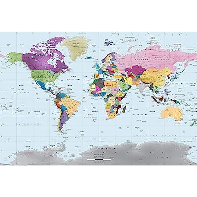 Academia Maps Colorful World Map Mural Large 62x42 Ubuy India