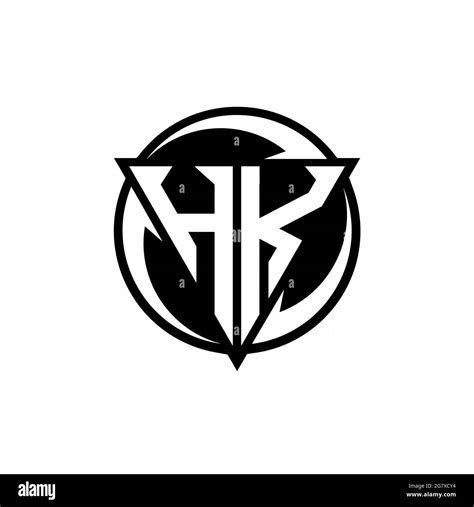 Hk Logo With Triangle Shape And Circle Rounded Design Template Isolated