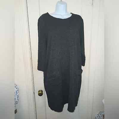 J Jill Grey Ponte Stretch Knit 3 4 Sleeve Tunic Shift Dress XL EBay