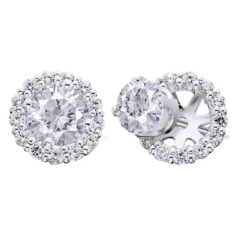 K White Gold Ct Diamond Studs Earring Halo Jackets In Earrings