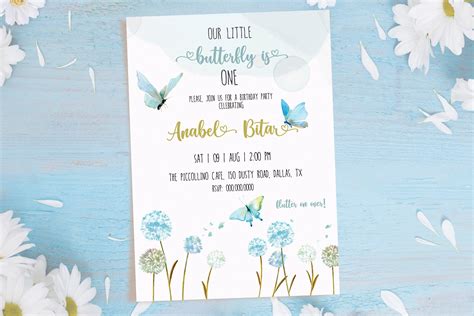 Blue Butterfly Birthday Invitation Butterfly Theme Birthday | Etsy