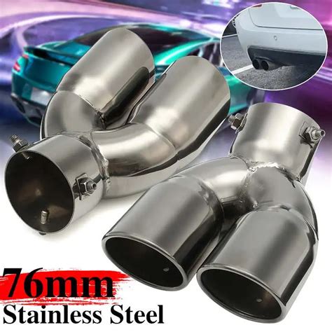 X Mm Universal Car Exhaust Muffler Tip Y Type Double Outlet