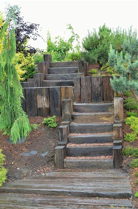 Pin by Aleksei Paw on КАМЕНЬ К КАМНЮ Garden stairs Sloped backyard