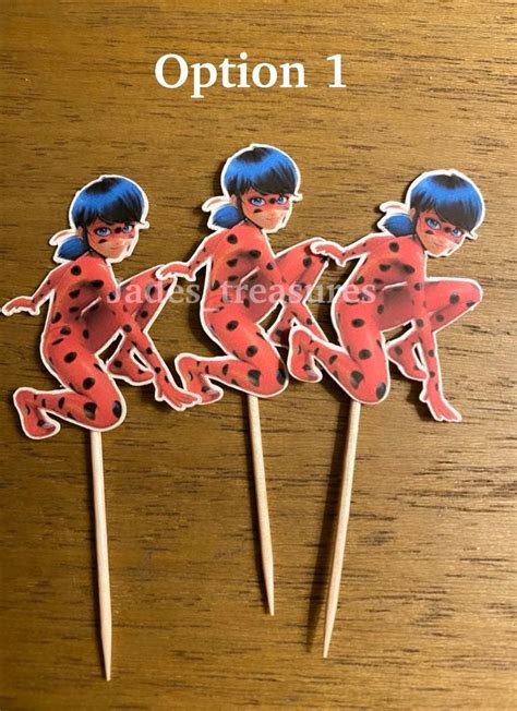 Miraculous Ladybug Cupcake Toppers Miraculous Ladybug Etsy