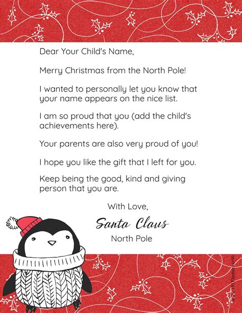 Letter From Santa Printable