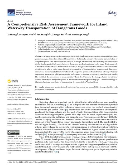 A Comprehensive Risk Assessment Framework For Inland Waterway