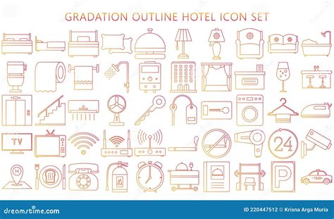 Conjunto De Iconos De Línea Delgada Vectorial De Gradación Para Hotel