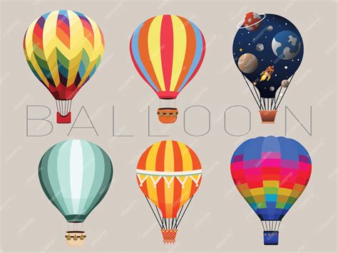 Premium Vector Set Of Hot Air Balloons In The Sky Vector Illustration