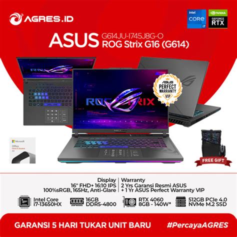 Promo Asus Rog Strix G16 G614ju I7 13650hx Rtx4050 16gb 512gb W11ohs Cicil 0 3x Kota