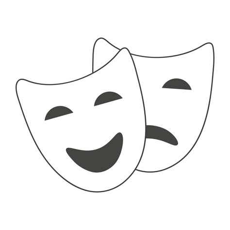 Máscaras de teatro de comedia y tragedia. ilustración vectorial 7986613