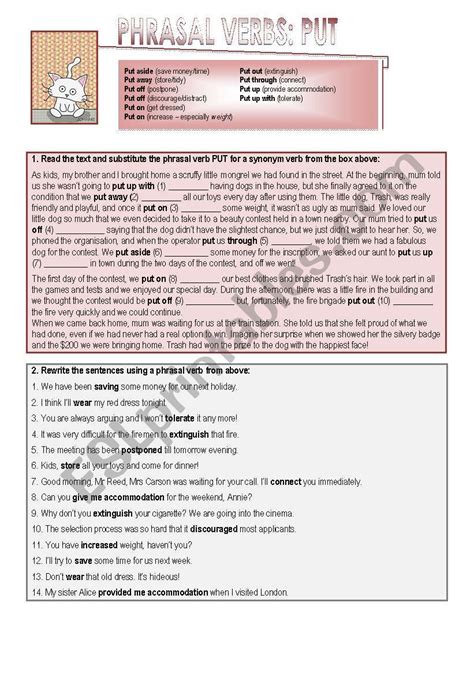 Phrasal Verbs Put Esl Worksheet By Nuria08