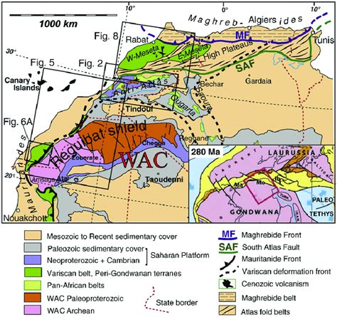 Major Domains Of The Variscan Belt In Morocco And Adjoining Countries