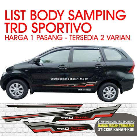 Jual Stiker Trd Sportivo Avanza Fortuner List Samping Body Shopee