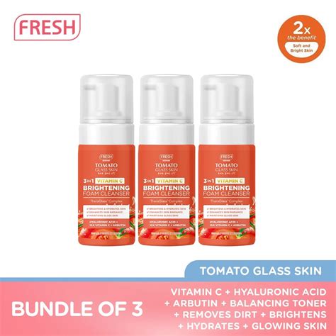 Fresh Skinlab Tomato Glass Skin 3in1 10x Vitamin C Gentle Foaming