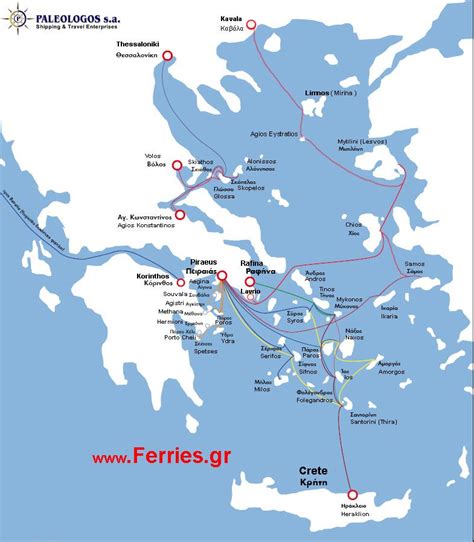 Hellenic Seaways Routes Map Hsw From Piraeus Rafina Volos Crete Heraklion Rethymnon