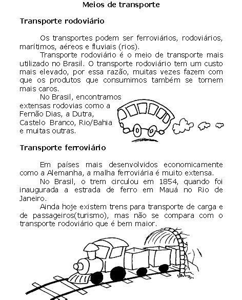 Banco De Atividades Geografia Meios De Transporte Atividades Meios