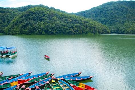 Premium Photo Boats At Phewa Fewa Lake In Pokhara Nepal