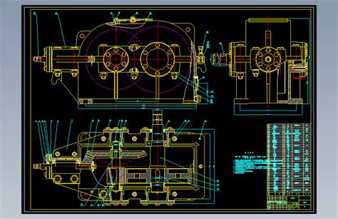 T1694 二级锥齿减速器（装配图）autocad 2000模型图纸下载 懒石网