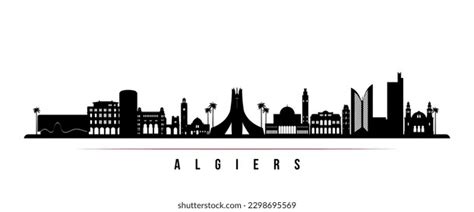 Algiers Skyline Horizontal Banner Black White Stock Vector Royalty