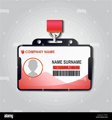 Realistic plastic ID card badge with lanyard vector. Identiry business ...