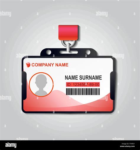 Realistic plastic ID card badge with lanyard vector. Identiry business ...