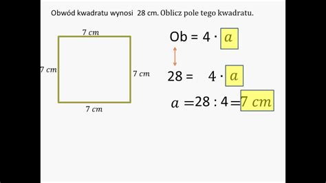 Oblicz pole kwadratu znając jego obwód YouTube