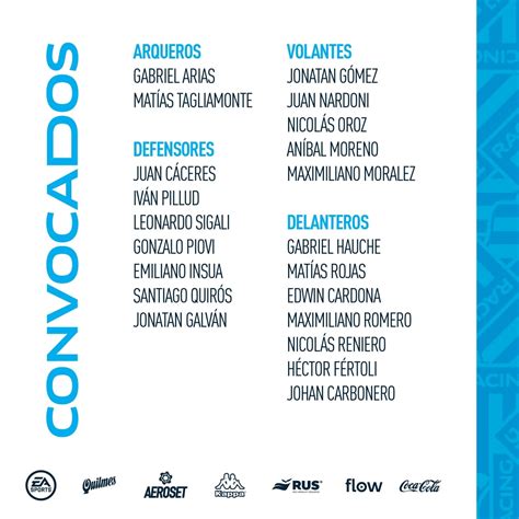 Racingman Acos On Twitter Atenci N Lista De Convocados De Racing