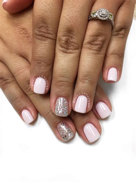 Nude Pink Nails With Loose Glitter