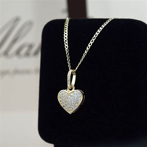 Cadena Con Dije De Corazón En Oro 14k Y Zirconias Collares Elegantes