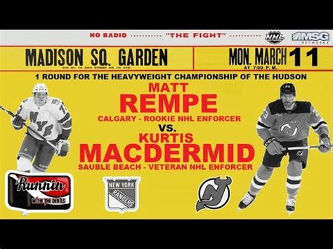 NJ Devils Vs NY Rangers Heavyweight FIGHT Preview Rempe Vs MacDermid