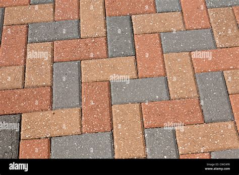 Brick Hardscape Walkway Pavers In Herringbone Pattern Stock Photo Alamy