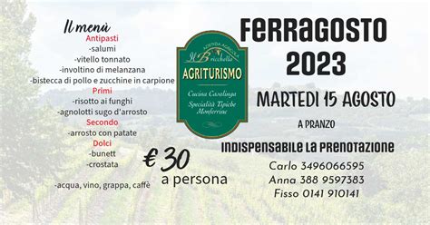 Pranzo Di Ferragosto 2023 Nel Monferrato Agriturismo Il Bricchetto