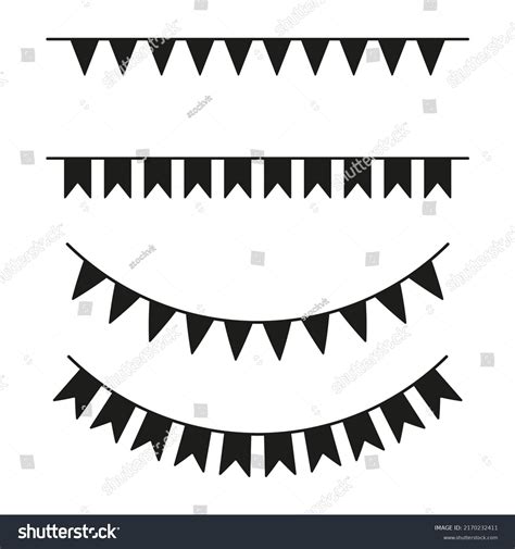 Bunting Black Silhouette Party Garlands Collection Stock Vector