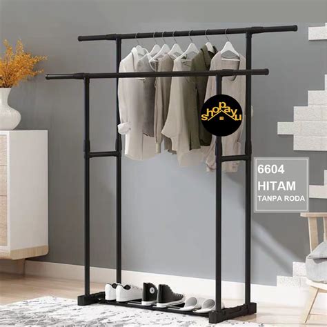 Jual Stand Hanger Double Sisi Rak Serbaguna Dgn 4 Roda Shopee Indonesia