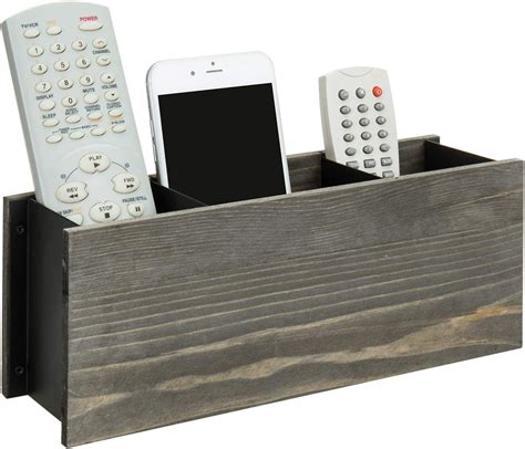 Amazon Mygift Vintage Gray Wood Remote Control Holder With Black