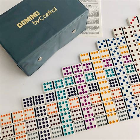 Vintage Cardinal Double Twelve Jumbo Dominoes Set Of 91 Etsy