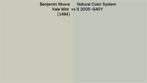 Benjamin Moore Vale Mist 1494 Vs Natural Color System S 2005 G40y Side By Side Comparison