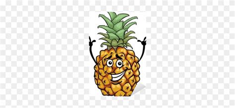 Funny Pineapple Fruit Cartoon Illustration Sticker Cartoon Pineapple With Face Free