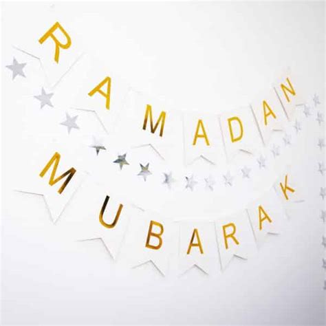 Hvid Banner Med Guld Ramadan Mubarak Party In A Box Party