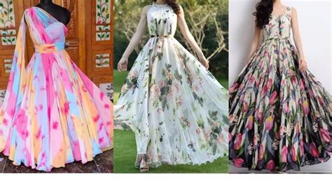 Latest Stylish Chiffon And Georgette Dress Design Floral Print Long