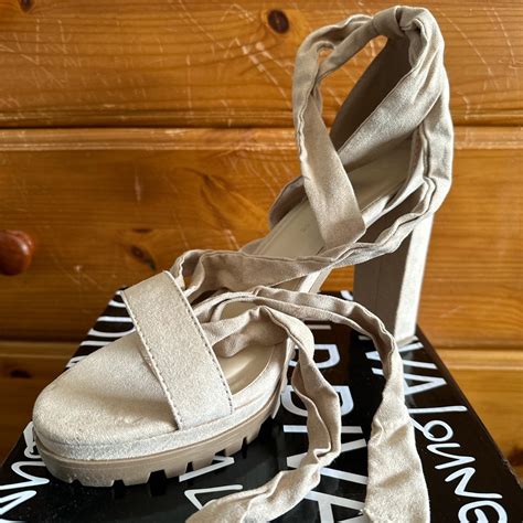 Fashion Nova Nude Platform Tie Up Heels Size Uk Depop