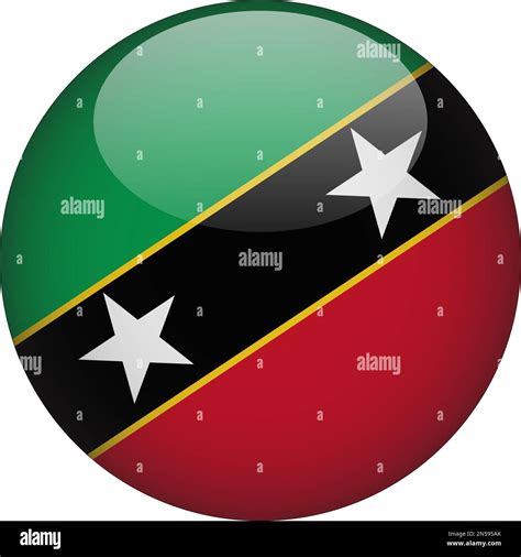 Saint Kitts And Nevis 3d Rounded Flag Icon Button Vector Stock Vector